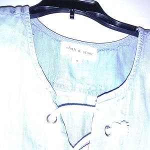 Denim tie front tank